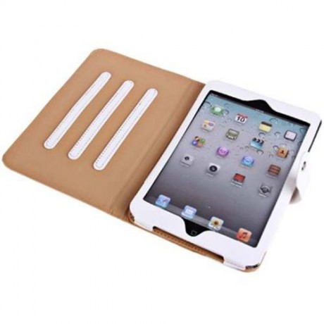 NEW STYLE PURE COLOR DESIGN FOLDING PU STAND LEATHER CASE FOR IPAD MINI - WHITE (WHITE)