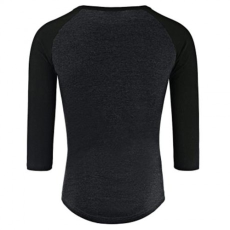 CREW NECK PANEL HALF RAGLAN SLEEVE T-SHIRT (DEEP GRAY)