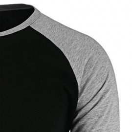 CREW NECK PANEL HALF RAGLAN SLEEVE T-SHIRT (BLACK AND GREY)