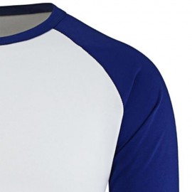 CREW NECK PANEL HALF RAGLAN SLEEVE T-SHIRT (BLUE AND WHITE)