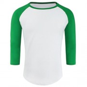 CREW NECK PANEL HALF RAGLAN SLEEVE T-SHIRT (WHITE AND GREEN)