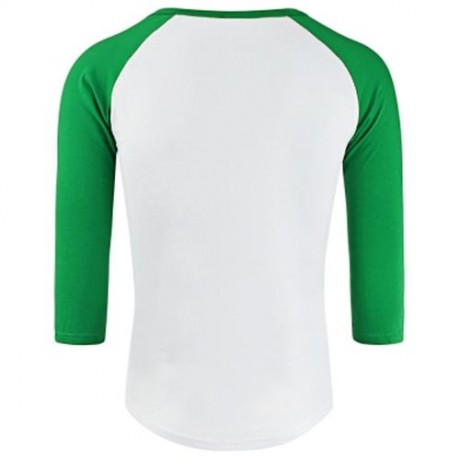 CREW NECK PANEL HALF RAGLAN SLEEVE T-SHIRT (WHITE AND GREEN)