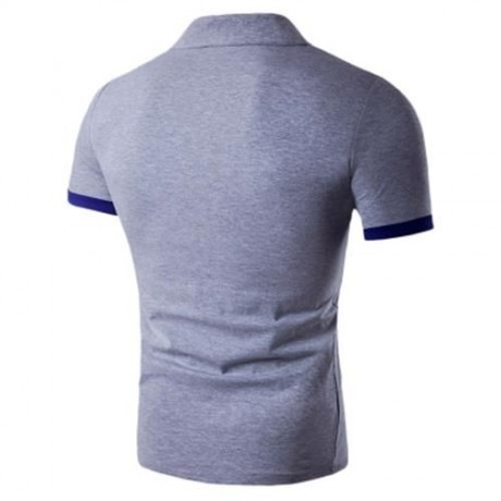 TURNDOWN COLLAR PANEL DESIGN POLO T-SHIRT (LIGHT GRAY)