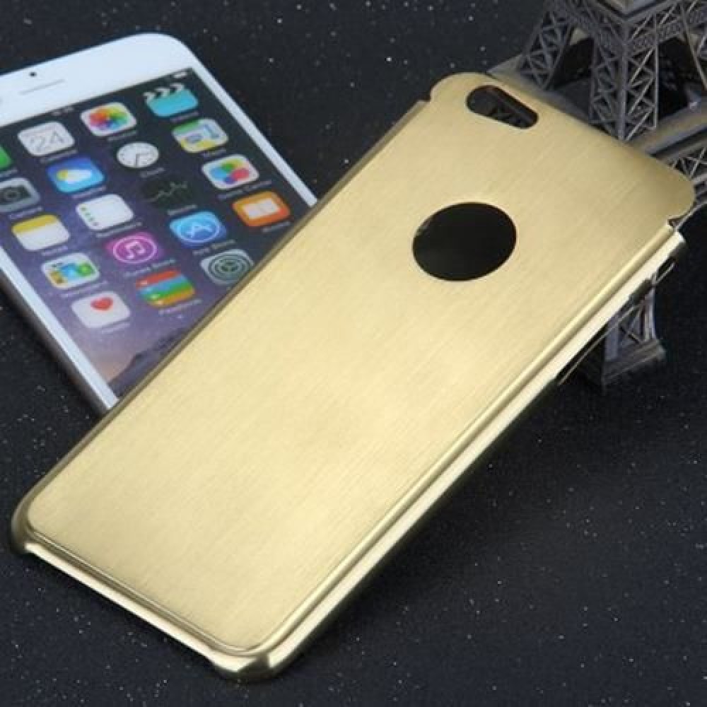 BRUSHED BACK COVER CASE WITH LOGO HOLE DESIGN FOR IPHONE 6 - 4.7 INCHES (GOLDEN)