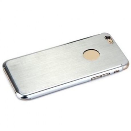 BRUSHED BACK COVER CASE WITH LOGO HOLE DESIGN FOR IPHONE 6 - 4.7 INCHES (SILVER)