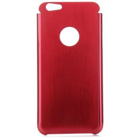 BRUSHED BACK COVER CASE WITH LOGO HOLE DESIGN FOR IPHONE 6 - 4.7 INCHES (RED)