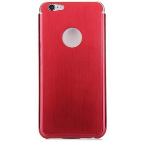 BRUSHED BACK COVER CASE WITH LOGO HOLE DESIGN FOR IPHONE 6 - 4.7 INCHES (RED)