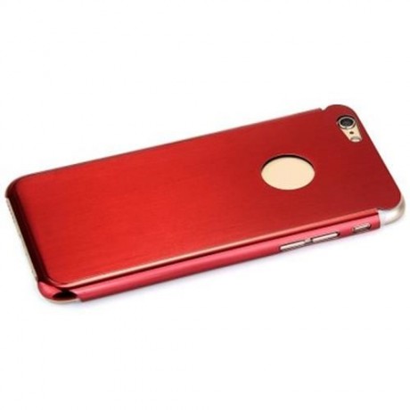 BRUSHED BACK COVER CASE WITH LOGO HOLE DESIGN FOR IPHONE 6 - 4.7 INCHES (RED)