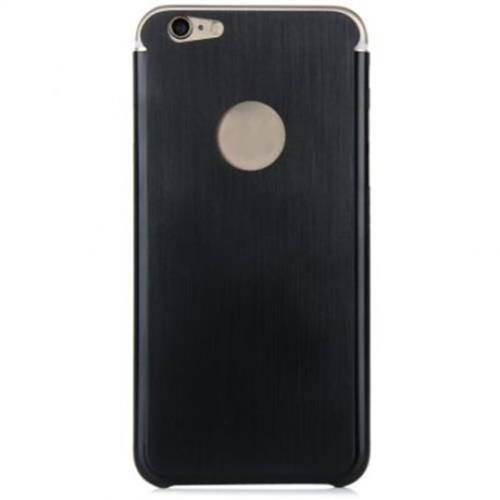 BRUSHED BACK COVER CASE WITH LOGO HOLE DESIGN FOR IPHONE 6 - 4.7 INCHES (BLACK)