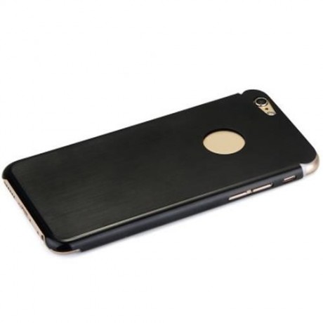 BRUSHED BACK COVER CASE WITH LOGO HOLE DESIGN FOR IPHONE 6 - 4.7 INCHES (BLACK)