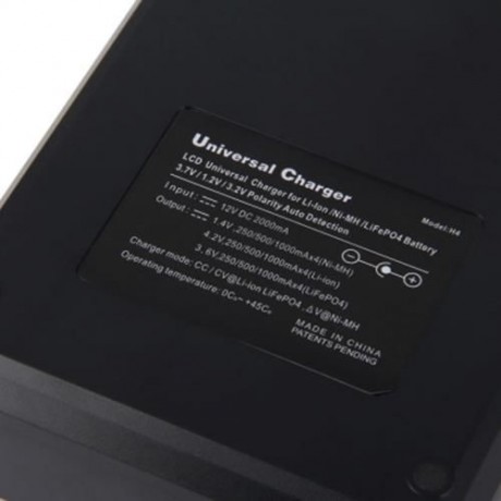 SOSHINE H4 4-SLOT LCD EU PLUG BATTERY CHARGER - 100 - 240V (BLACK)