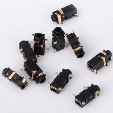 PRACTICAL DIY 2.5MM DC 50V 0.5A 4PIN SMD STEREO AUDIO JACKS - 10PCS (BLACK)