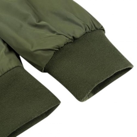 BADGE PATCHED ZIP UP BOMBER JACKET (ARMY GREEN)