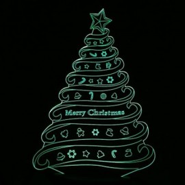 LED COLORFUL CREATIVE CHRISTMAS TREE DESIGN USB 3D NIGHT LIGHT (COLORFUL)