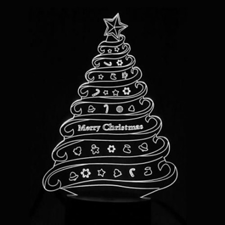 LED COLORFUL CREATIVE CHRISTMAS TREE DESIGN USB 3D NIGHT LIGHT (COLORFUL)