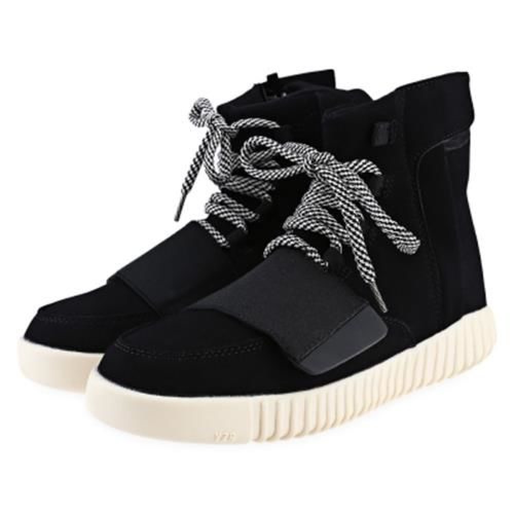 STYLISH PURE COLOR MAGIC TAPE DESIGN MALE DUNK HIGH SNEAKERS (BLACK)