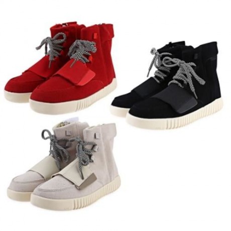 STYLISH PURE COLOR MAGIC TAPE DESIGN MALE DUNK HIGH SNEAKERS (BLACK)