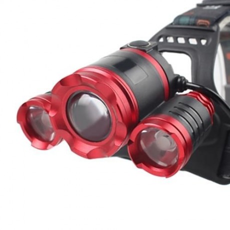 SHENGFEIHUO LED HARD LIGHT ZOOM RECHARGEABLE MINER LIGHT (RED)