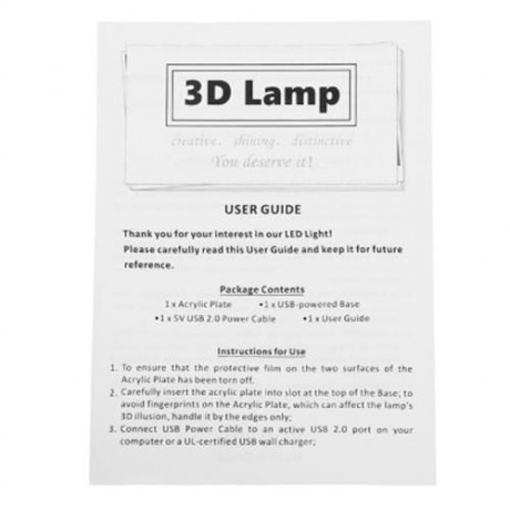 3D LED COLORFUL CREATIVE USB DESK LAMP NIGHT LIGHT (COLORFUL)