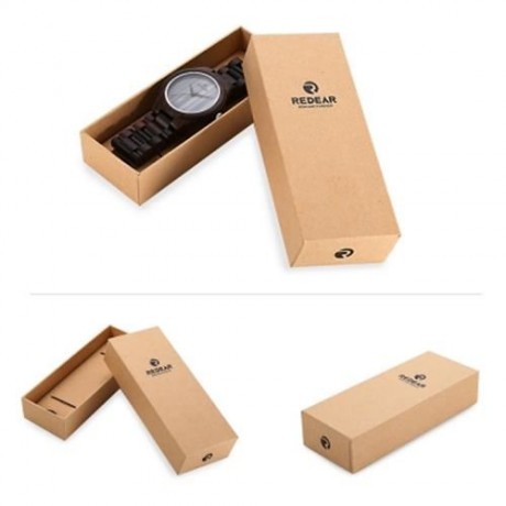 REDEAR SJ1448 - 1 MEN WOMEN WOOD MARBLE DIAL QUARTZ WATCH (EBONY)