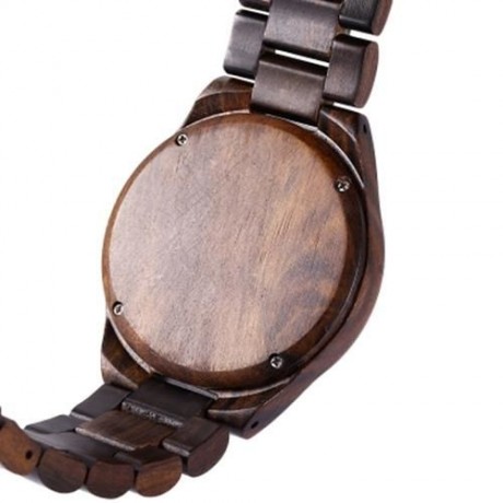 REDEAR SJ1448 - 1 MEN WOMEN WOOD MARBLE DIAL QUARTZ WATCH (EBONY)