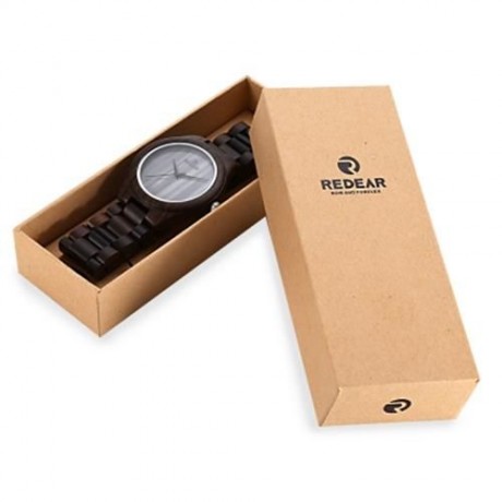 REDEAR SJ1448 - 1 MEN WOMEN WOOD MARBLE DIAL QUARTZ WATCH (EBONY)