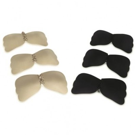 Wings Shape Sexy Lace-up Silicone Invisible Bra (NUDE)