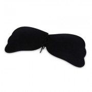 Wings Shape Sexy Lace-up Silicone Invisible Bra (BLACK)