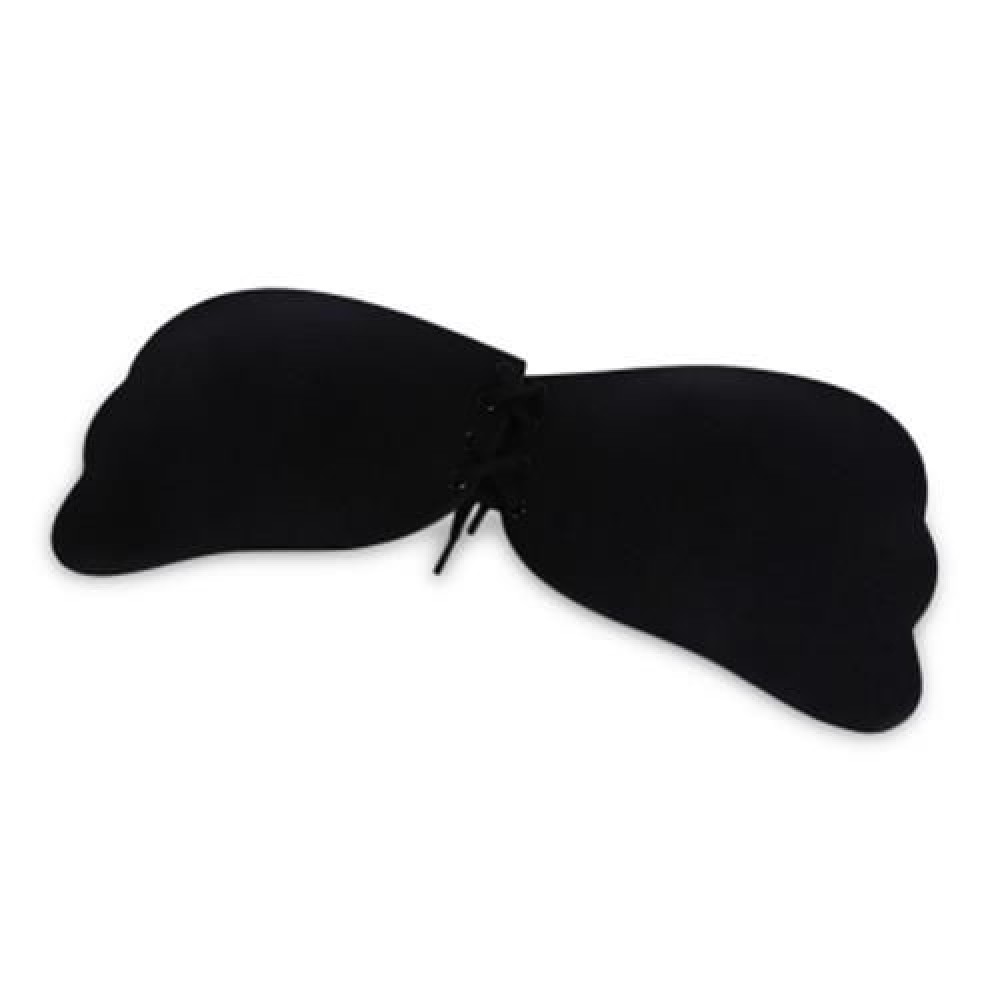 WINGS SHAPE SEXY LACE-UP SILICONE INVISIBLE BRA (BLACK)