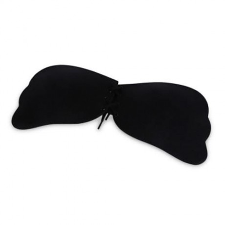 WINGS SHAPE SEXY LACE-UP SILICONE INVISIBLE BRA (BLACK)