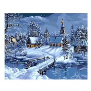 VILLAGE LANDSCAPE DIGITAL OIL HAND PAINTING WALL HOME DECOR (COLORMIX)