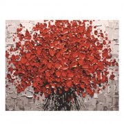 RED FLORAL DIY DIGITAL OIL HAND PAINTING WALL DECOR (COLORMIX)