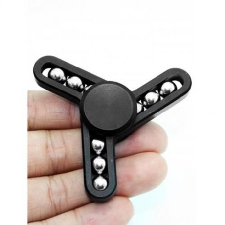 STRESS RELIEVER FOCUS TOY 9 BEADS TRIANGLE FINGER GYRO SPINNER (BLACK)
