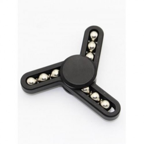 STRESS RELIEVER FOCUS TOY 9 BEADS TRIANGLE FINGER GYRO SPINNER (BLACK)