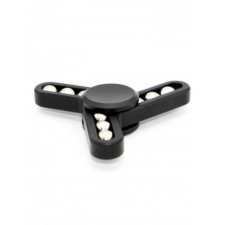 STRESS RELIEVER FOCUS TOY 9 BEADS TRIANGLE FINGER GYRO SPINNER (BLACK)