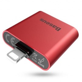 BASEUS L39 DUAL 8 PIN AUDIO ADAPTER FOR IPHONE 7 / 7 PLUS (RED)