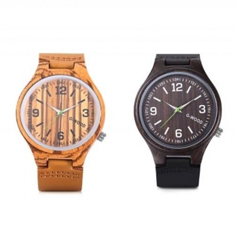 G - WOOD EG0710 UNISEX WOOD QUARTZ WATCH (EBONY)
