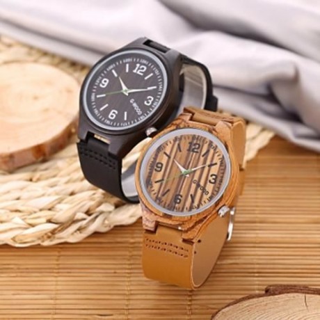 G - WOOD EG0710 UNISEX WOOD QUARTZ WATCH (EBONY)