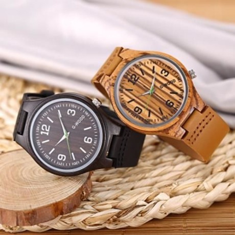 G - WOOD EG0710 UNISEX WOOD QUARTZ WATCH (EBONY)