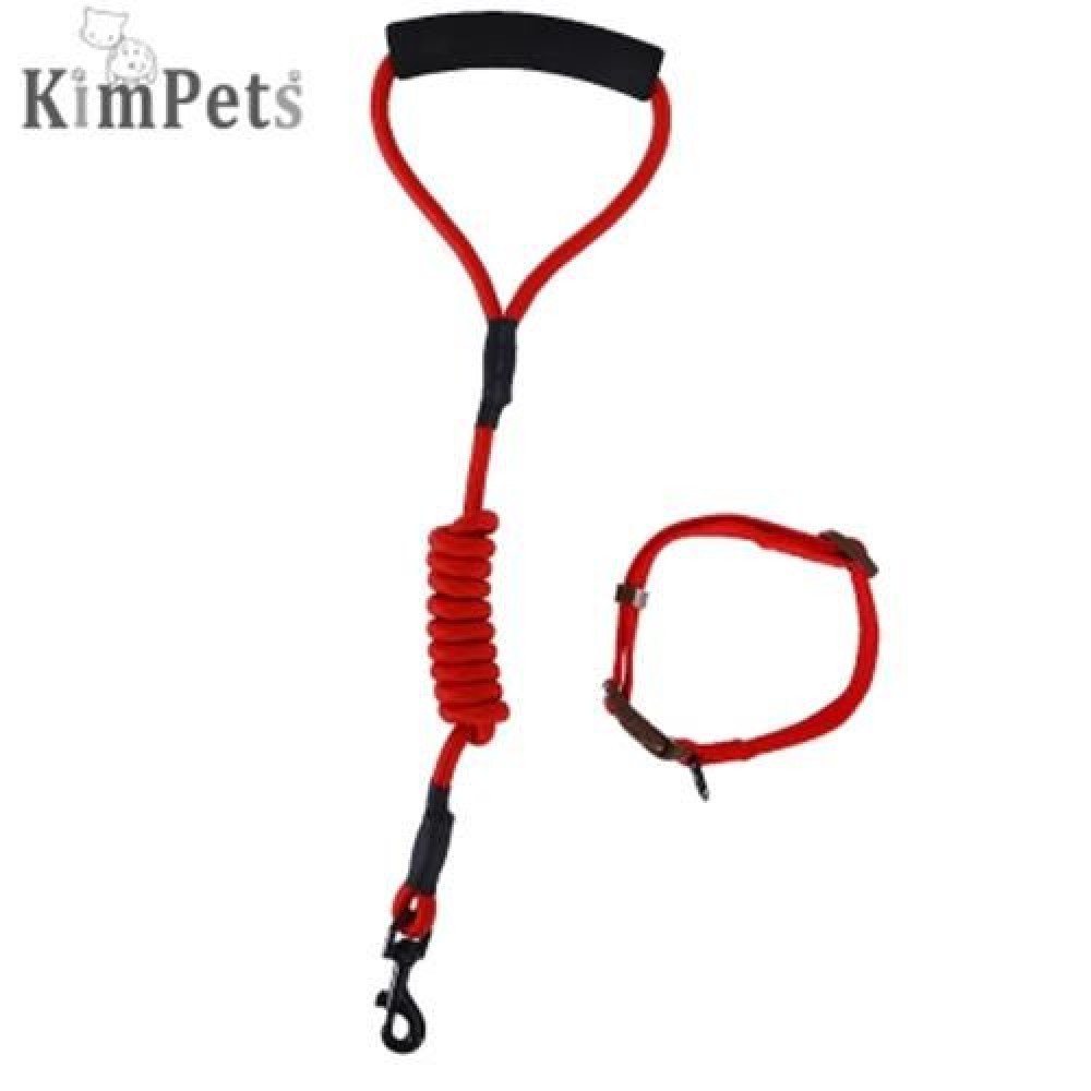 KIMPETS THREE-PIECE SUIT PET HARNESS LEASH (RED)