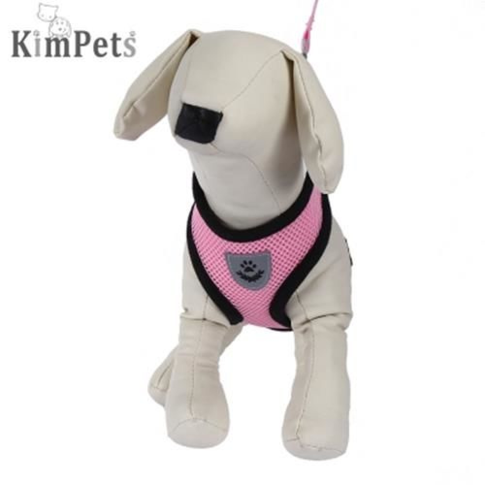 KIMPETS PET HARNESS LEASH SOFT MESH DOG CAT VEST (PINK)