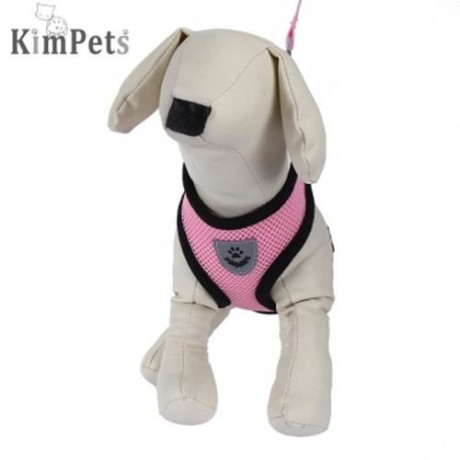 KIMPETS PET HARNESS LEASH SOFT MESH DOG CAT VEST (PINK)