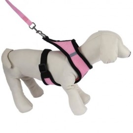 KIMPETS PET HARNESS LEASH SOFT MESH DOG CAT VEST (PINK)