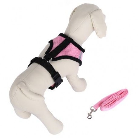 Kimpets Pet Harness Leash Soft Mesh Dog Cat Vest (PINK)