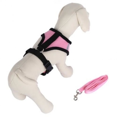 KIMPETS PET HARNESS LEASH SOFT MESH DOG CAT VEST (PINK)