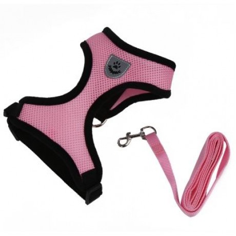 Kimpets Pet Harness Leash Soft Mesh Dog Cat Vest (PINK)