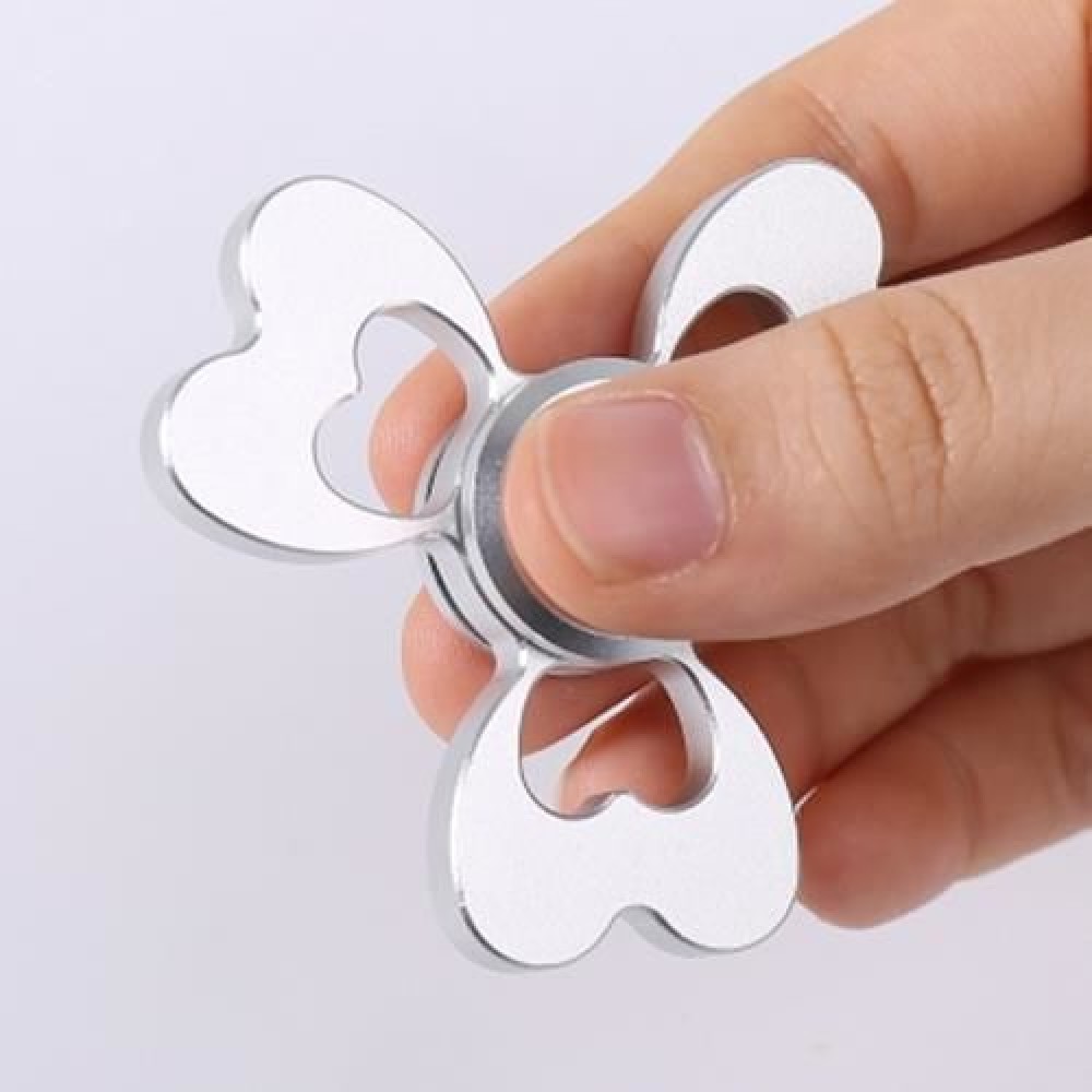 ALLOY FIDGET EDC TOY CLOVER SHAPED FINGER GYRO (SILVER)
