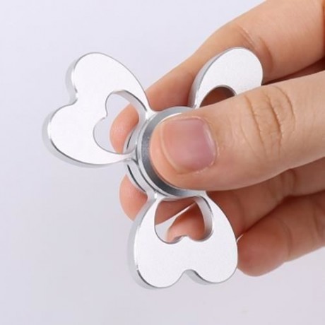 ALLOY FIDGET EDC TOY CLOVER SHAPED FINGER GYRO (SILVER)