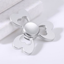 ALLOY FIDGET EDC TOY CLOVER SHAPED FINGER GYRO (SILVER)