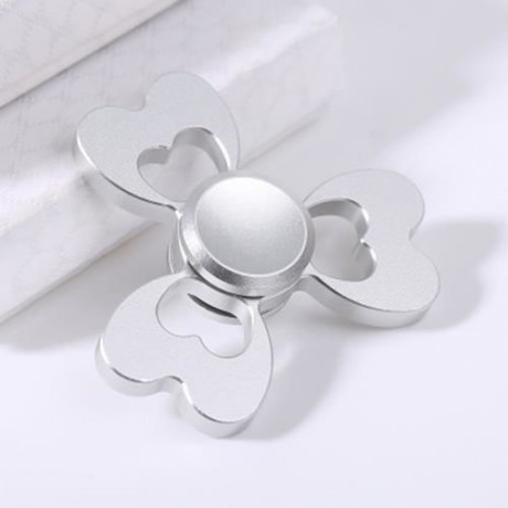 ALLOY FIDGET EDC TOY CLOVER SHAPED FINGER GYRO (SILVER)